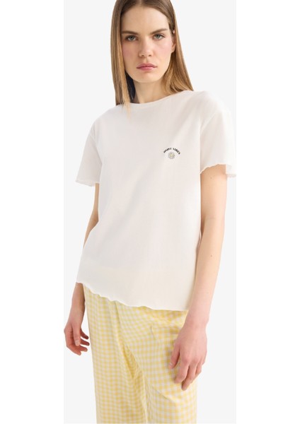 Pijama Takımı Kısa Kollu Üst Esnek Belli Uzun Altı-Fall in Love F1595AX25SM