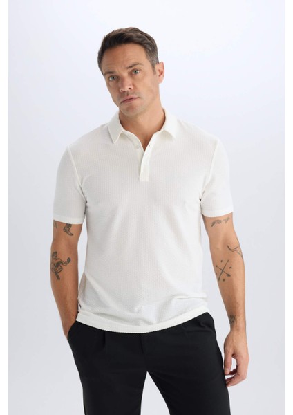 Slim Fit Dar Kesim Polo Yaka Pamuklu Kısa Kollu Tişört X2594AZ25SP