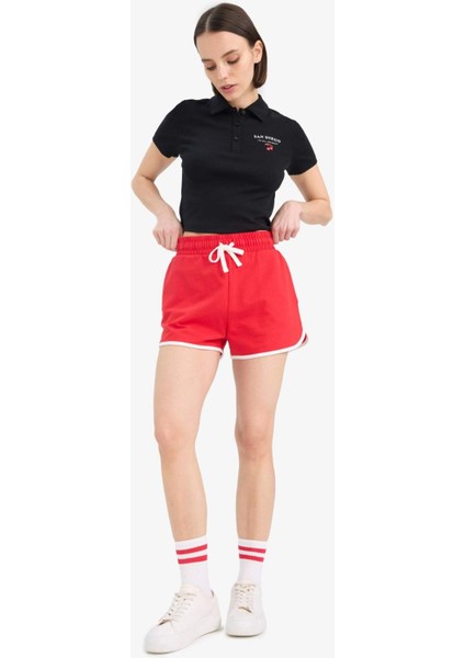 Coool Regular Fit Esnek Belli Bağcıklı Kalın Kumaş Mini Şort A6224AX25SM