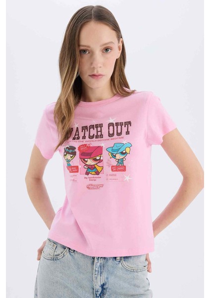 Coool PowerPuff Girls Regular Fit Bisiklet Yaka Ribana Kısa Kollu Tişört D9126AX25SM