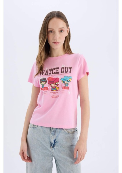 Coool PowerPuff Girls Regular Fit Bisiklet Yaka Ribana Kısa Kollu Tişört D9126AX25SM modelleri