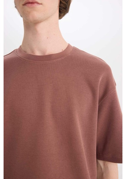 %100 Pamuk Boxy Fit Bisiklet Yaka Kısa Kollu Tişört E0493AX25SM indirimleri