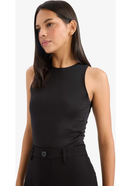 Slim Fit Dar Kesim Halter Yaka Basic Düz Atlet F0357AX25SM