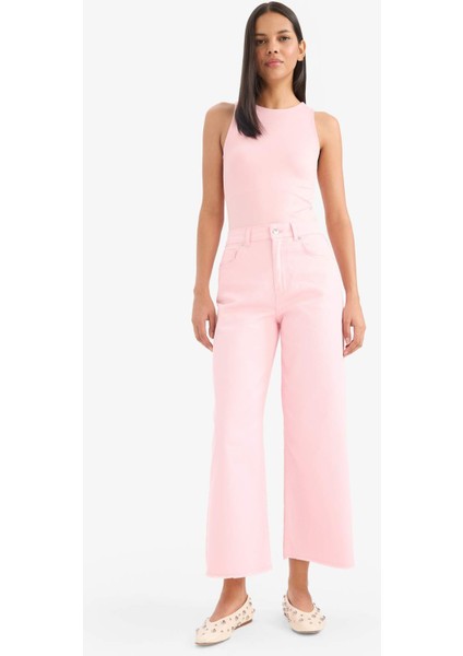 Culotte Gabardin Kumaş Pantolon Yüksek Bel Geniş Paça C7535AX25SP