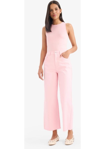 Culotte Gabardin Kumaş Pantolon Yüksek Bel Geniş Paça C7535AX25SP