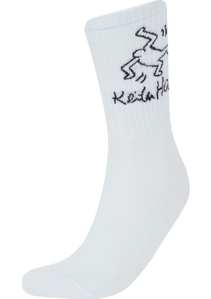 Erkek Keith Haring 2'li Pamuklu Uzun Çorap E5152AXNS