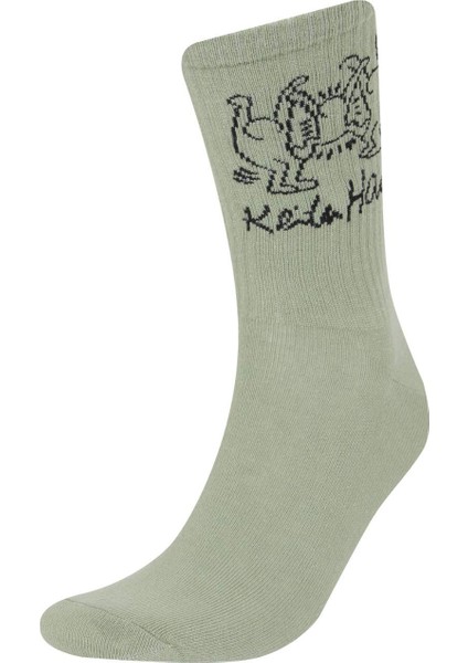 Erkek Keith Haring 2'li Pamuklu Uzun Çorap E5152AXNS