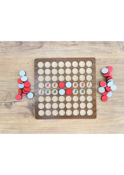 Ahşap Tablada İki Oyun Bir Arada; Reversi ve Dama Oyunu modelleri