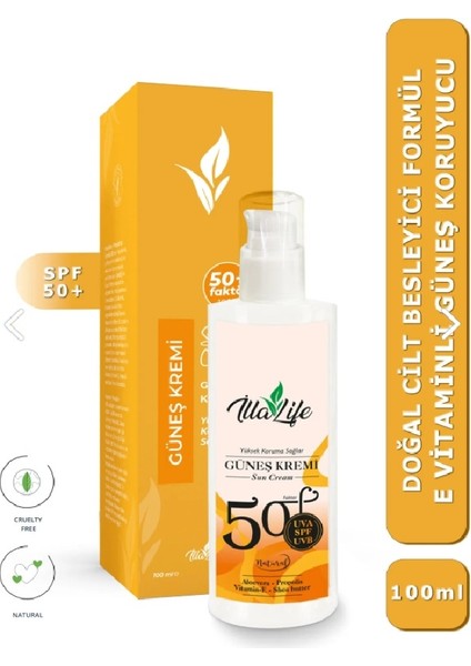 D Vitamini Etkili Tüm Cilter Için Spf 50+ Faktörlü Cilt Besleyici Güneş Kremi Suya Dayanıklı Formül