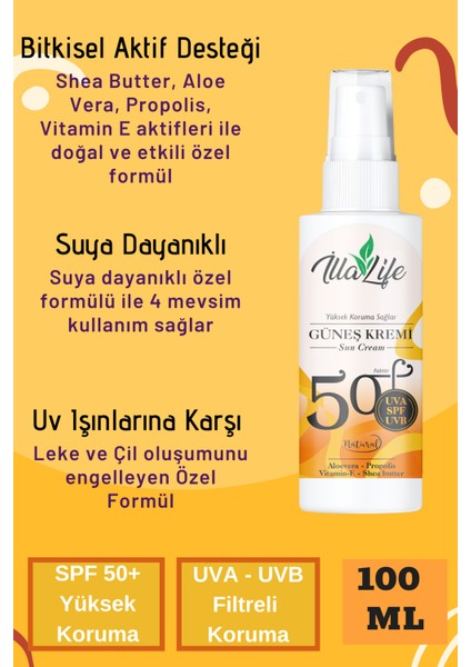 D Vitamini Etkili Tüm Cilter Için Spf 50+ Faktörlü Cilt Besleyici Güneş Kremi Suya Dayanıklı Formül