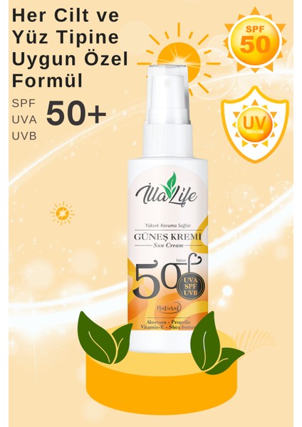 D Vitamini Etkili Tüm Cilter Için Spf 50+ Faktörlü Cilt Besleyici Güneş Kremi Suya Dayanıklı Formül