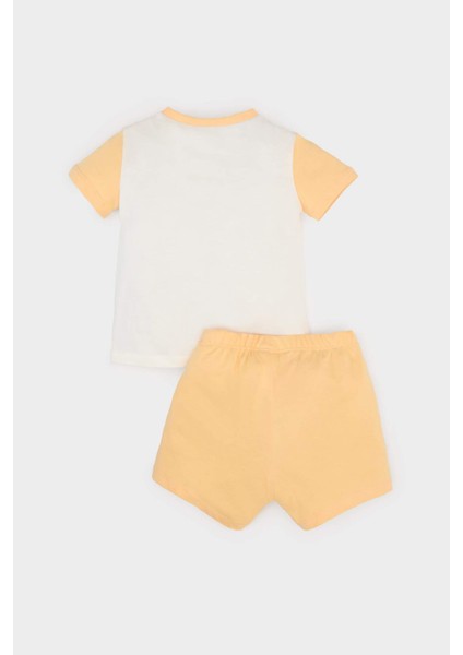 Erkek Bebek Pijama Takımı Baskılı Kısa Kollu Penye Üst Beli Lastikli Şort E1182A525HS