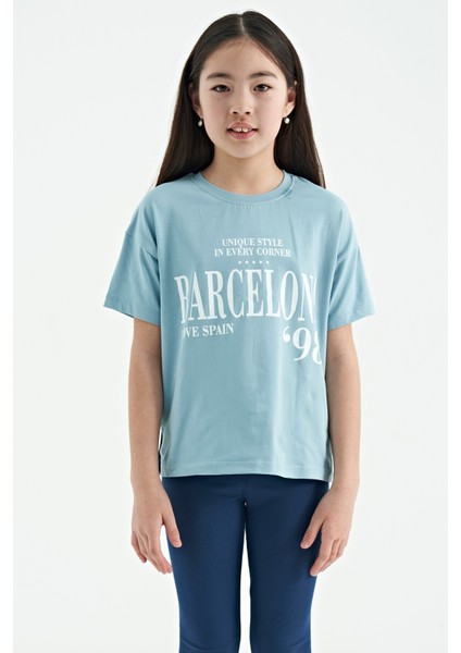 T13KG-75115_01 Kız Garson Oversize T-Shirt O Yaka