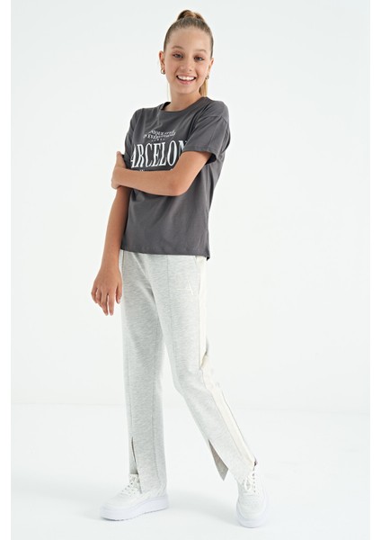 T13KG-75115_01 Kız Garson Oversize T-Shirt O Yaka