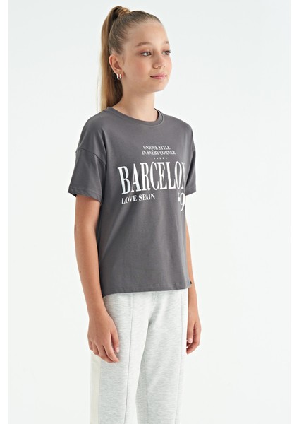 T13KG-75115_01 Kız Garson Oversize T-Shirt O Yaka