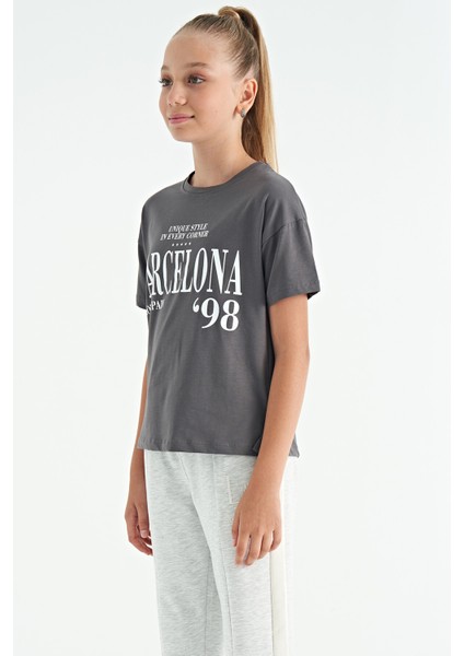 T13KG-75115_01 Kız Garson Oversize T-Shirt O Yaka