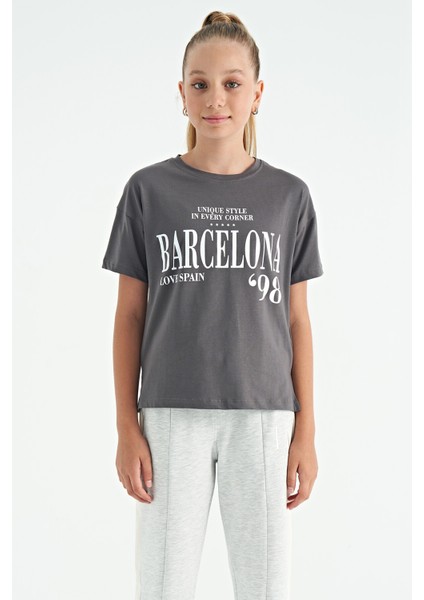 T13KG-75115_01 Kız Garson Oversize T-Shirt O Yaka
