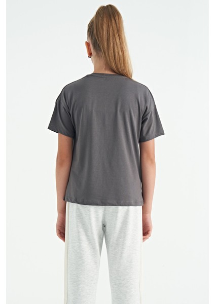 T13KG-75115_01 Kız Garson Oversize T-Shirt O Yaka