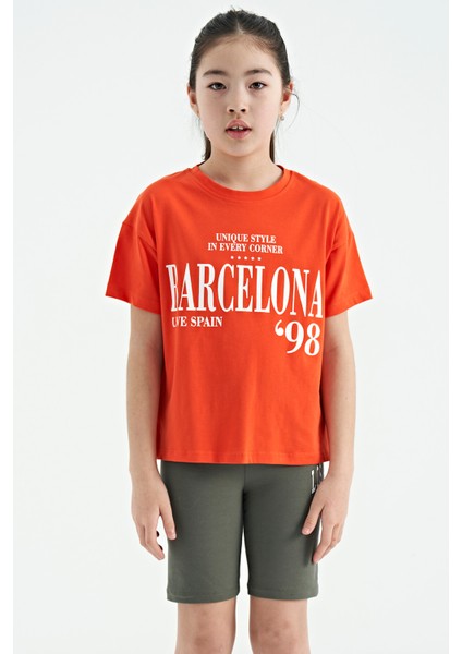T13KG-75115_01 Kız Garson Oversize T-Shirt O Yaka
