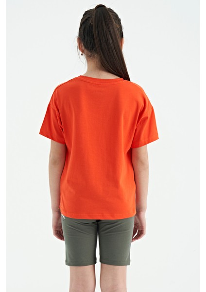 T13KG-75115_01 Kız Garson Oversize T-Shirt O Yaka