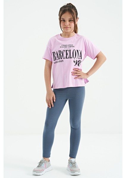 T13KG-75115_01 Kız Garson Oversize T-Shirt O Yaka