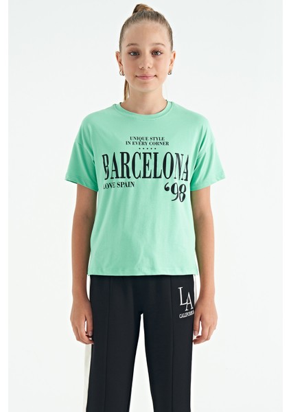 T13KG-75115_01 Kız Garson Oversize T-Shirt O Yaka