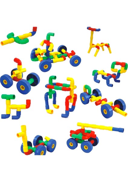 Tekerlekli Boru LEGO 72 Parça Çocuk Anaokulu Kreş Malzemeleri