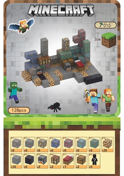 Mc Minecraft Manyetik Küpler Montaj Dıy Yapı Taşları Çocuklar Için Bulmaca Modeli Oyuncaklar (Yurt Dışından)