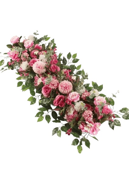 100CM Lüks Beyaz Gül Yapay Çiçek Sıra Düğün Masa Centerpiece Çiçekler Backdrop Duvar Kemerler Dekor Parti Sahne Çiçek Derin Pembe / Boyut100CM (Yurt Dışından)