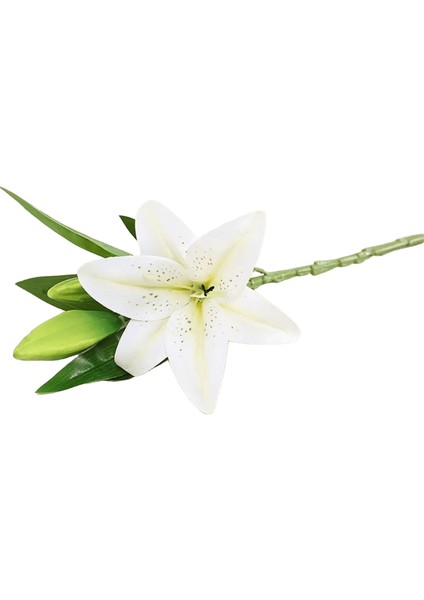 Gerçek Görünümlü 3D Baskı Zambak Dalı Yapay Çiçekler Düğün Ev Bahçe Dekorasyonu Beyaz Sahte Çiçekler Flores 59- Beyaz (Yurt Dışından)