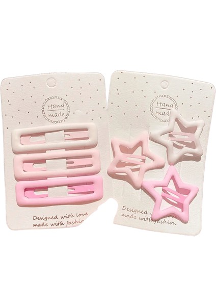 3/6 Pcs/set Yeni Moda Kahve Geometrik Yıldızlar Süs Pembe Saç Klipler Yetişkin Tatlı Saçkoplar Pink-B-6 Pcs (Yurt Dışından)
