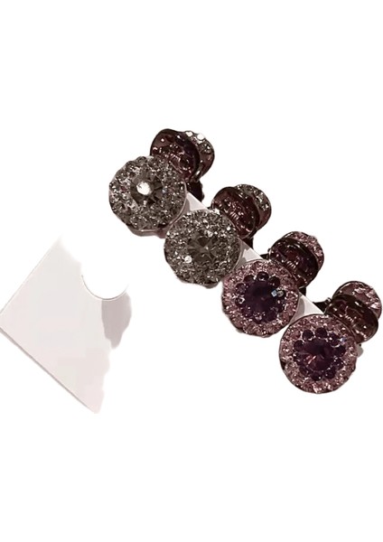 2/4pcs Mini Yuvarlak Rhinestone Saç Pençesi Retro Zirkon Pençe Klipleri Küçük Saçkoplar Saç Yengeçleri Kız Stil 1 (Yurt Dışından)