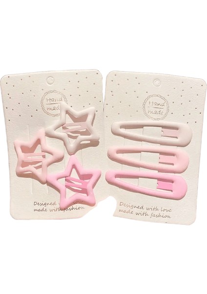 3/6 Pcs/set Yeni Moda Kahve Geometrik Yıldızlar Süs Pembe Saç Klipler Yetişkin Tatlı Saçkoplar Pink-C-6 Pcs (Yurt Dışından)