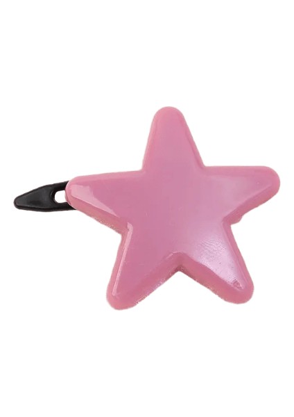 Süper Sevimli Pembe Bej Kalp Şeklindeki Pentagram Saç Klibi Tatlı Serin Yıldızlar Yan Saç Tokası Basit Güzel Kore Pembe Pentagram (Yurt Dışından)