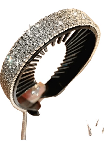 Yeni Lüks Rhinestone Tel Pony Kuyruğu Saç Pençeleri Lady Tatlı Köfte Saç Klipler Kafa Bandı Moda 1 Beyaz (Yurt Dışından)