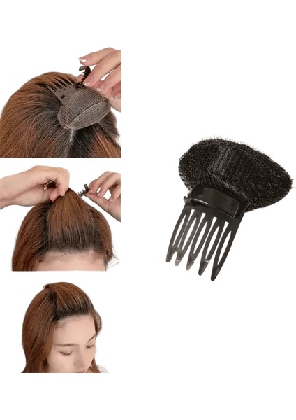 Puf Kafa Yastığı Görünmez Kaık Saç Sünger Pimleri Topuz Yumru Hacim Saç Tabanı Saç Aksesuar Saç Pimleri Siyah 1pc 8.3x6.8cm (Yurt Dışından)