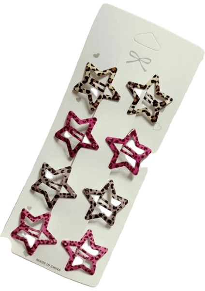 8pcs Leopar Baskı Saç Klipleri Geometrik Sevimli Yıldız Bb Klipler Patlama Saç Tokaları Y2K Klipler Headdress 03 (Yurt Dışından)