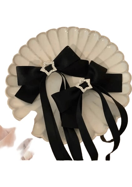 1/2pcs Yıldız Bowknot Saç Klipleri Kawii Ettes Sevimli Çocuklarli Şerit Saç Tokası Saç Çantası Hotcolor2pcs-Siyah/boyutYaklaşık 26CM (Yurt Dışından)