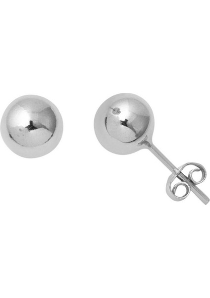 7 mm 14 Ayar Altın Beyaz Top Küpe KP111