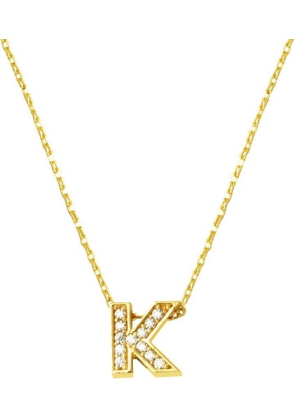 Taşlı K Harfi Minimal Kolye KLY2002