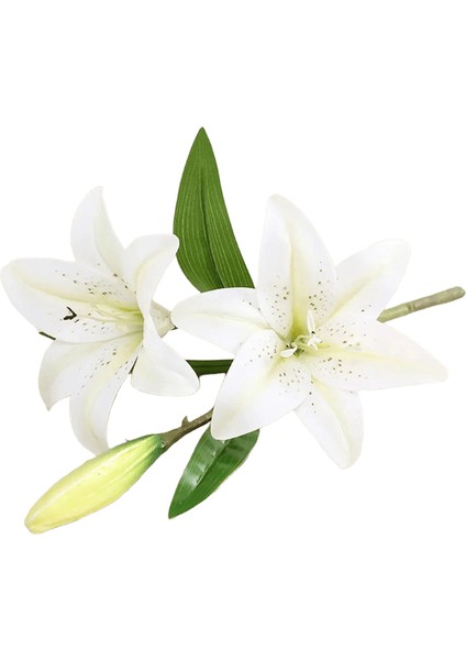 Gerçek Görünümlü 3D Baskı Zambak Dalı Yapay Çiçekler Düğün Ev Bahçe Dekorasyonu Beyaz Sahte Çiçekler Flores 58 - Beyaz (Yurt Dışından)