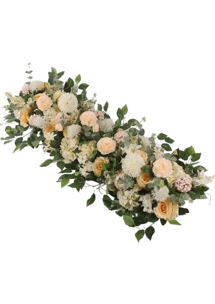 100CM Lüks Beyaz Gül Yapay Çiçek Sıra Düğün Masa Centerpiece Çiçekler Backdrop Duvar Kemerler Dekor Parti Sahne Çiçek A / Boyut100CM (Yurt Dışından)