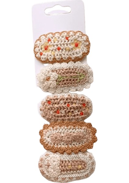 5pcs Kore Saç Tokası Çocuklar Küçük Sevimli Tatlı Çiçek Örgü Peluş Çocuklar Ettes Şaplak ColorKahve Rengi (Yurt Dışından)