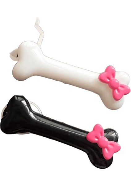Kawaii Pembe Yay Köpek Kemik Şekil Saç Klipler Popüler Siyah ve Beyaz Kemik Saçkopları Kıramlar Cazibe Güzel Duckbill Ettes Aksesuarlar 2 Pcs (Yurt Dışından)