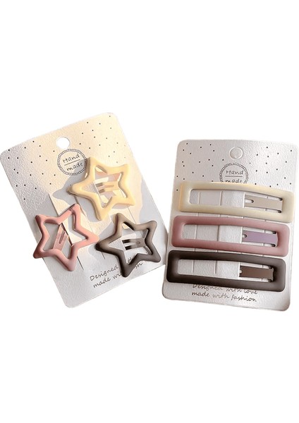 3/6 Pcs/set Yeni Moda Kahve Geometrik Yıldızlar Süs Pembe Saç Klipler Yetişkin Tatlı Saçkoplar ler-A-6 Pcs (Yurt Dışından)