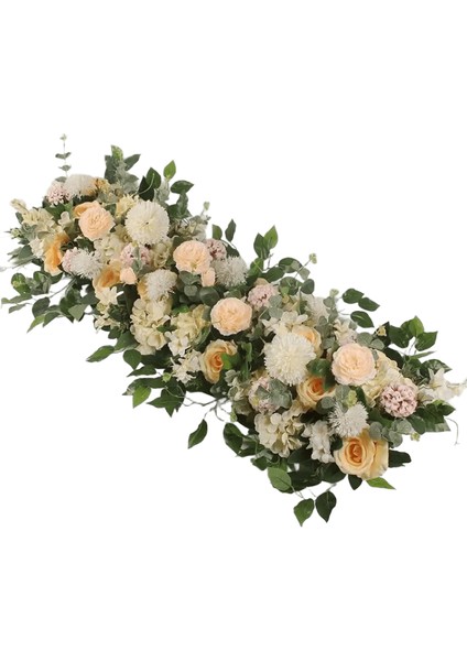 100CM Lüks Beyaz Gül Yapay Çiçek Sıra Düğün Masa Centerpiece Çiçekler Backdrop Duvar Kemerler Dekor Parti Sahne Çiçek A / Boyut100CM (Yurt Dışından)