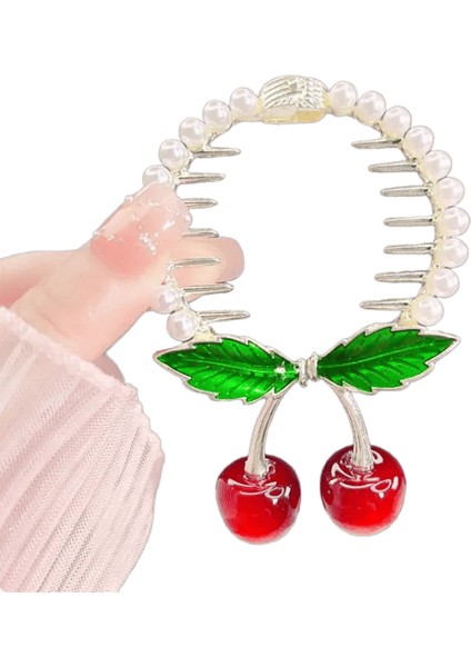 Püskül Saç Pençesi Rhinestone Inci Çiçek Püskülleri Saç Klipsleri Kız At Kuyruğu Tutucu Saç Tokaları Saçak A7 (Yurt Dışından)