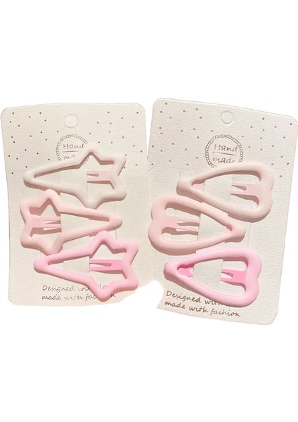 3/6 Pcs/set Yeni Moda Kahve Geometrik Yıldızlar Süs Pembe Saç Klipler Yetişkin Tatlı Saçkoplar Pink-F-6 Pcs (Yurt Dışından)