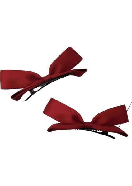 2pcs Sevimli 3D Yay Saç Klipleri Sevimli Tatlı Pembe Kız Patlama Saç Pimi Tavan ı 2pcs Şarap Kırmızı (Yurt Dışından)