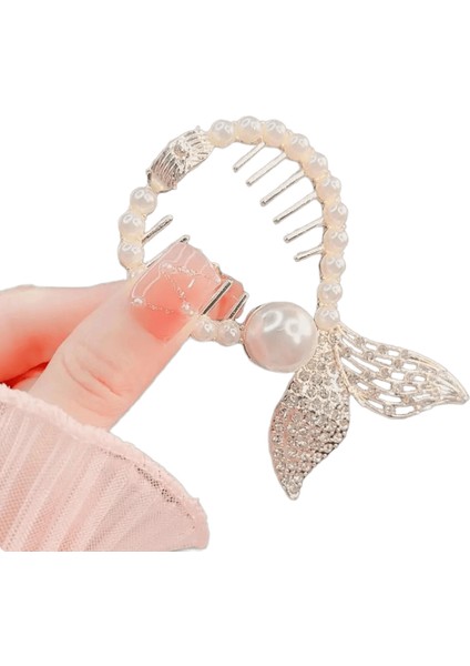 Püskül Saç Pençesi Rhinestone Inci Çiçek Püskülleri Saç Klipsi Kız At Kuyruğu Tutucu Saç Tokaları Saçak A12 (Yurt Dışından)
